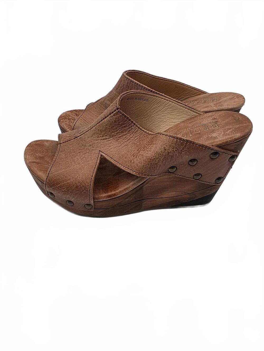 Bed Stu Womens Olea sandals shoes distressed leather wood platform wedge sz 7.5 - Picture 8 of 10